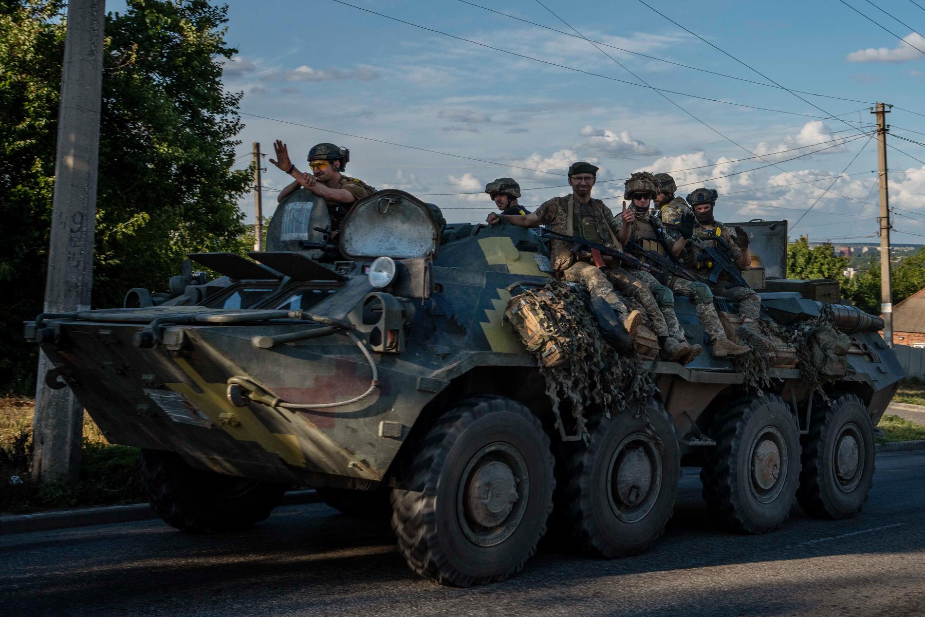 Ukrainska soldater tidigare under sommaren. 