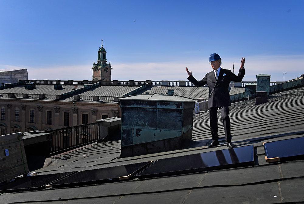 2018 monterade man solcellspaneler på Kungliga slottets tak. 