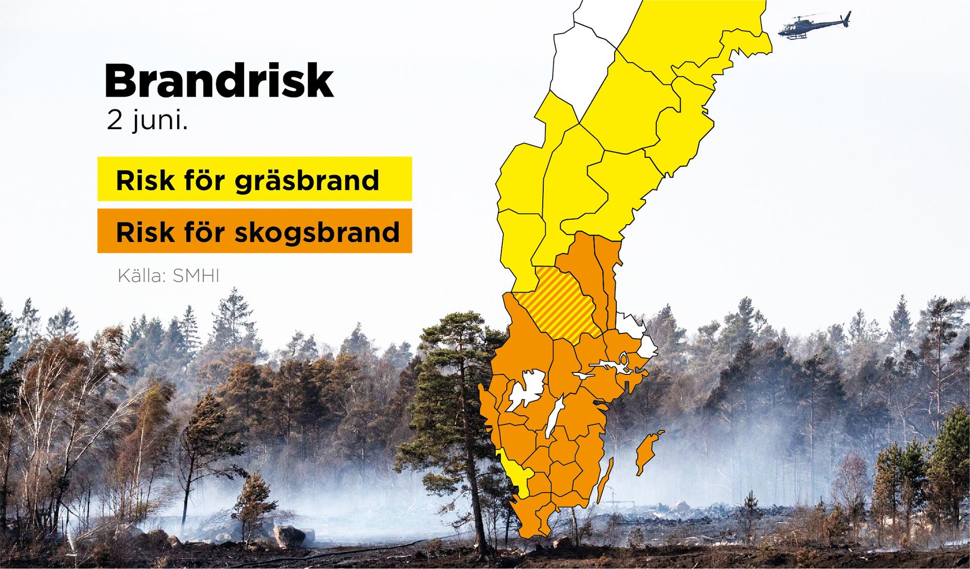 Risken för skogs- och gräsbrand är stor i flera delar av landet efter dagar av varmt och torrt väder.