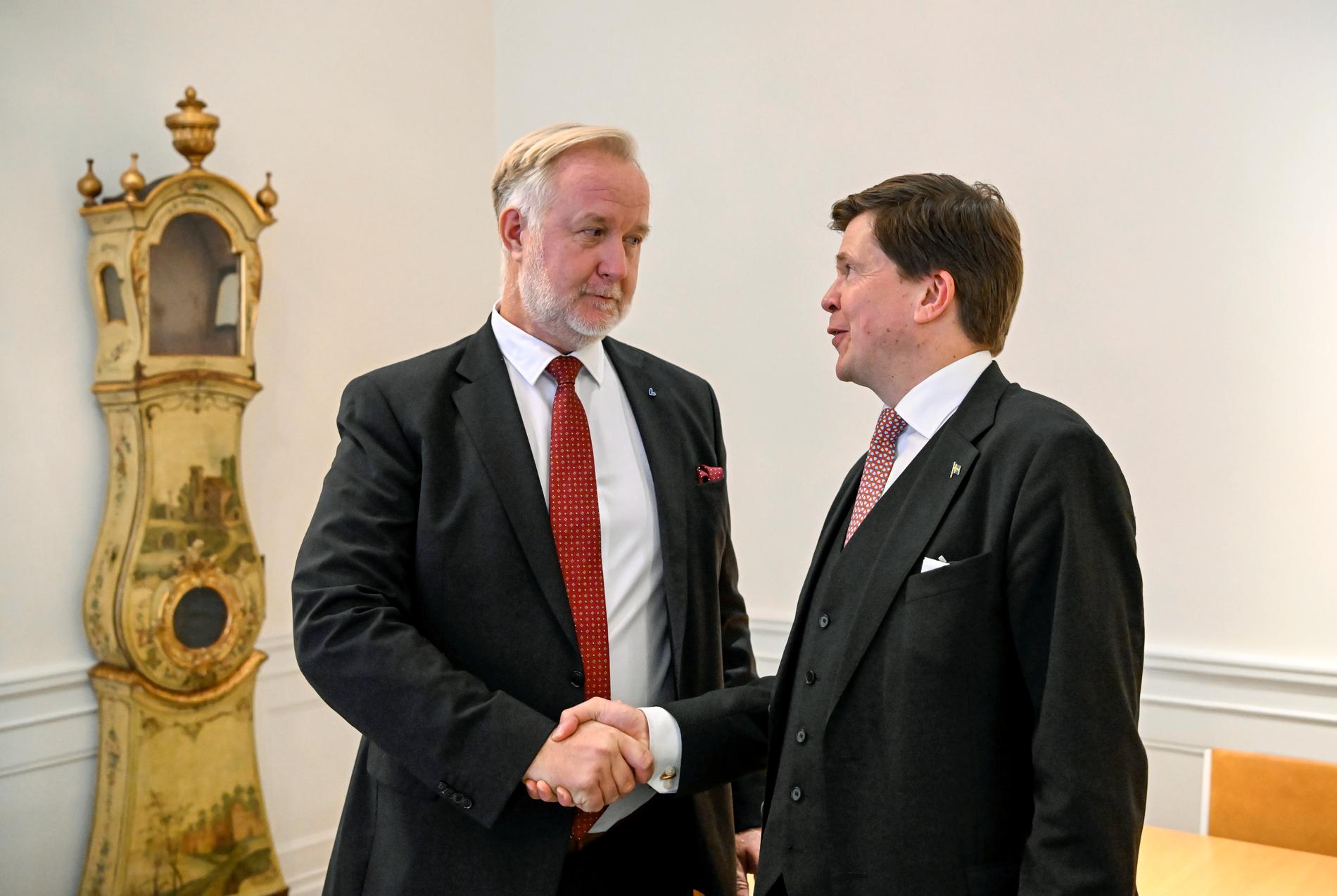 Liberalernas partiledare Johan Pehrson och riksdagens talman Andreas Norlén.