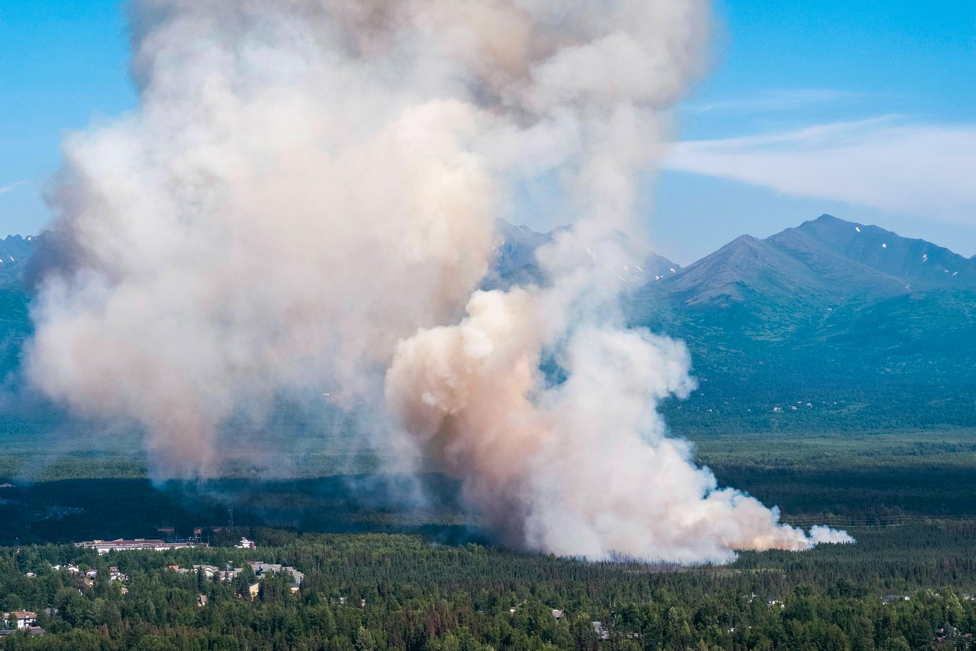 Skogsbränder i närheten av Anchorage, Alaska.