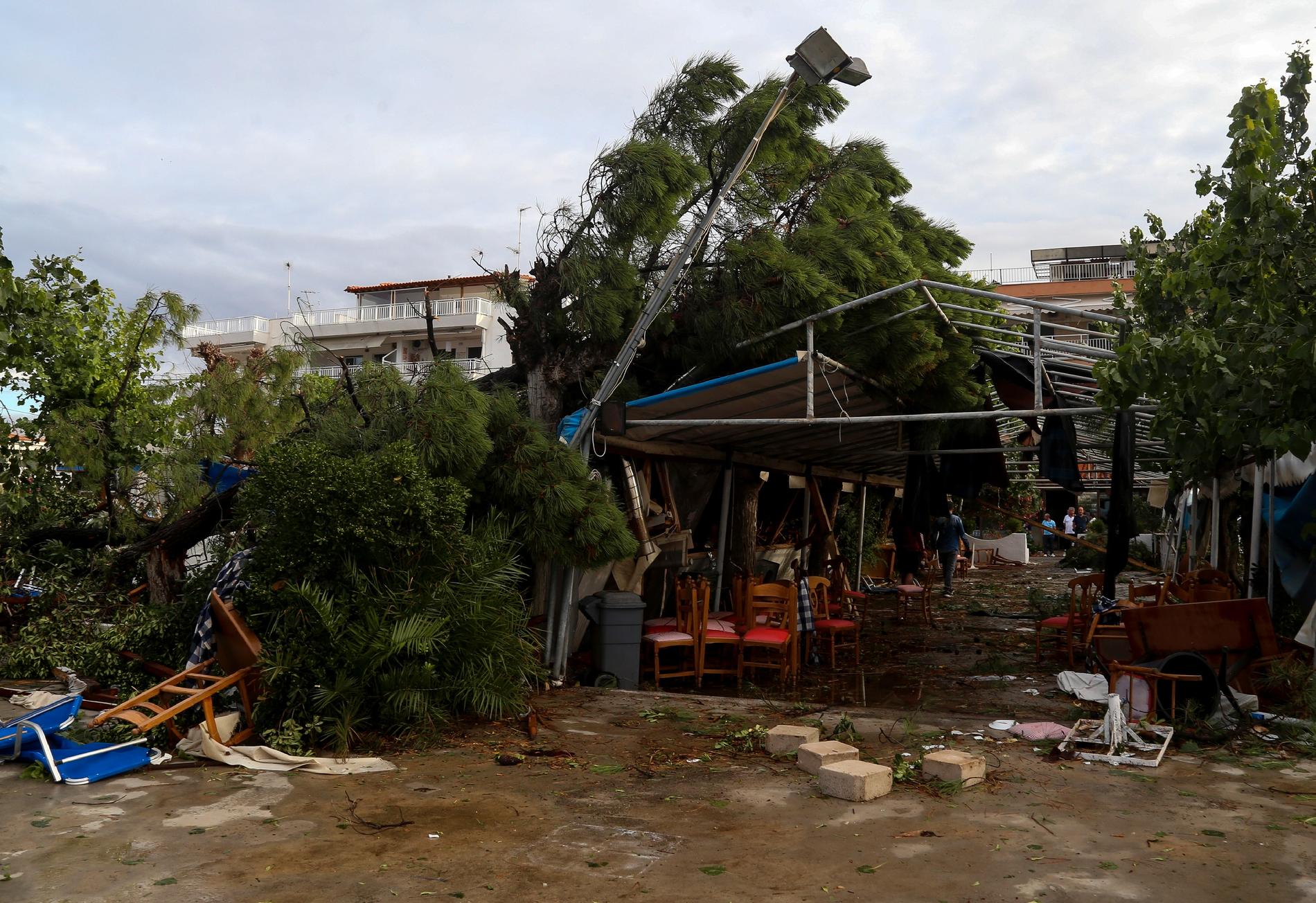 Nea Plagia i norra Grekland drabbades av stormen