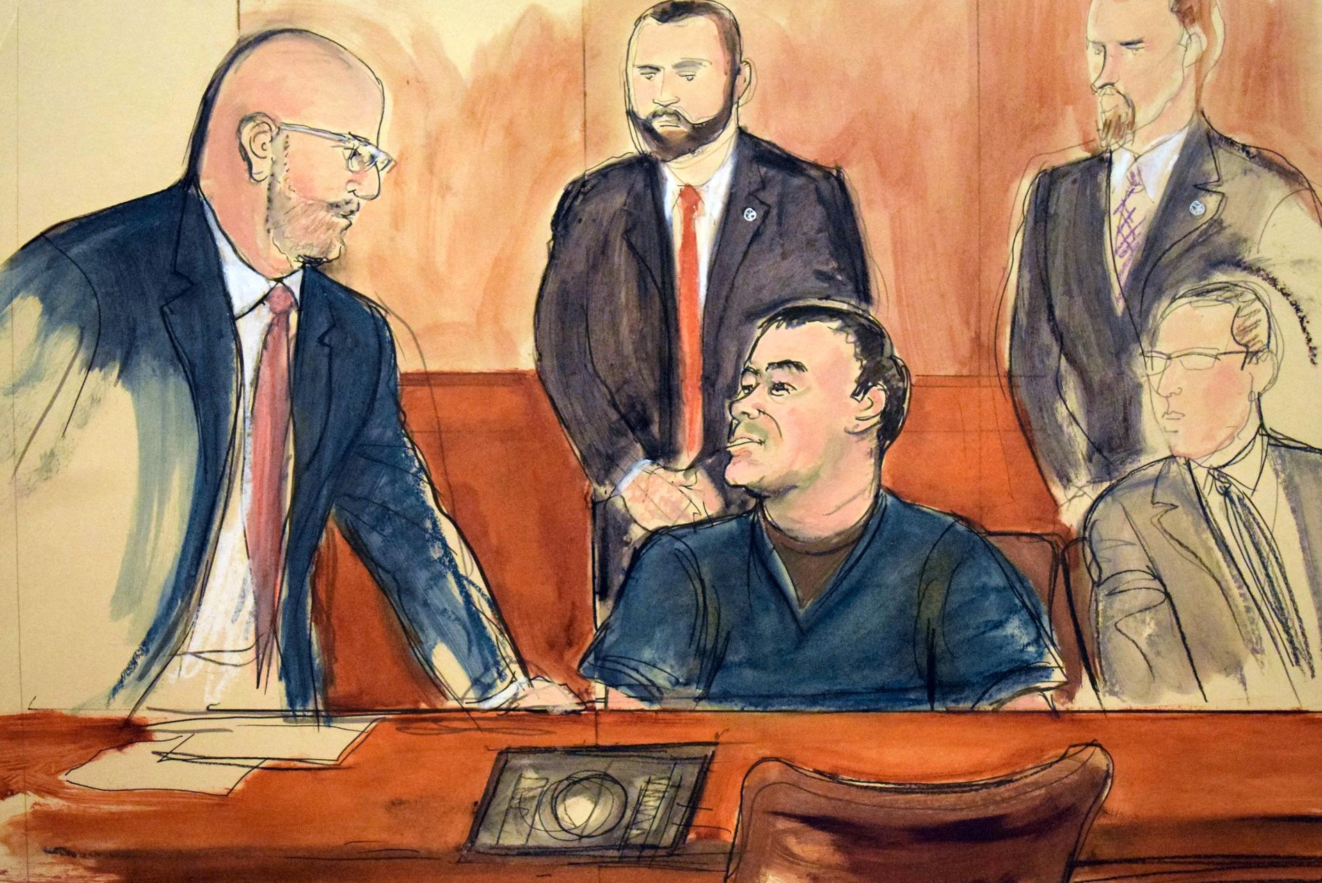 Efter utlämnandet till USA hölls rättegången mot Joaquín "El Chapo" Guzmán (sittande i mitten) i New York.