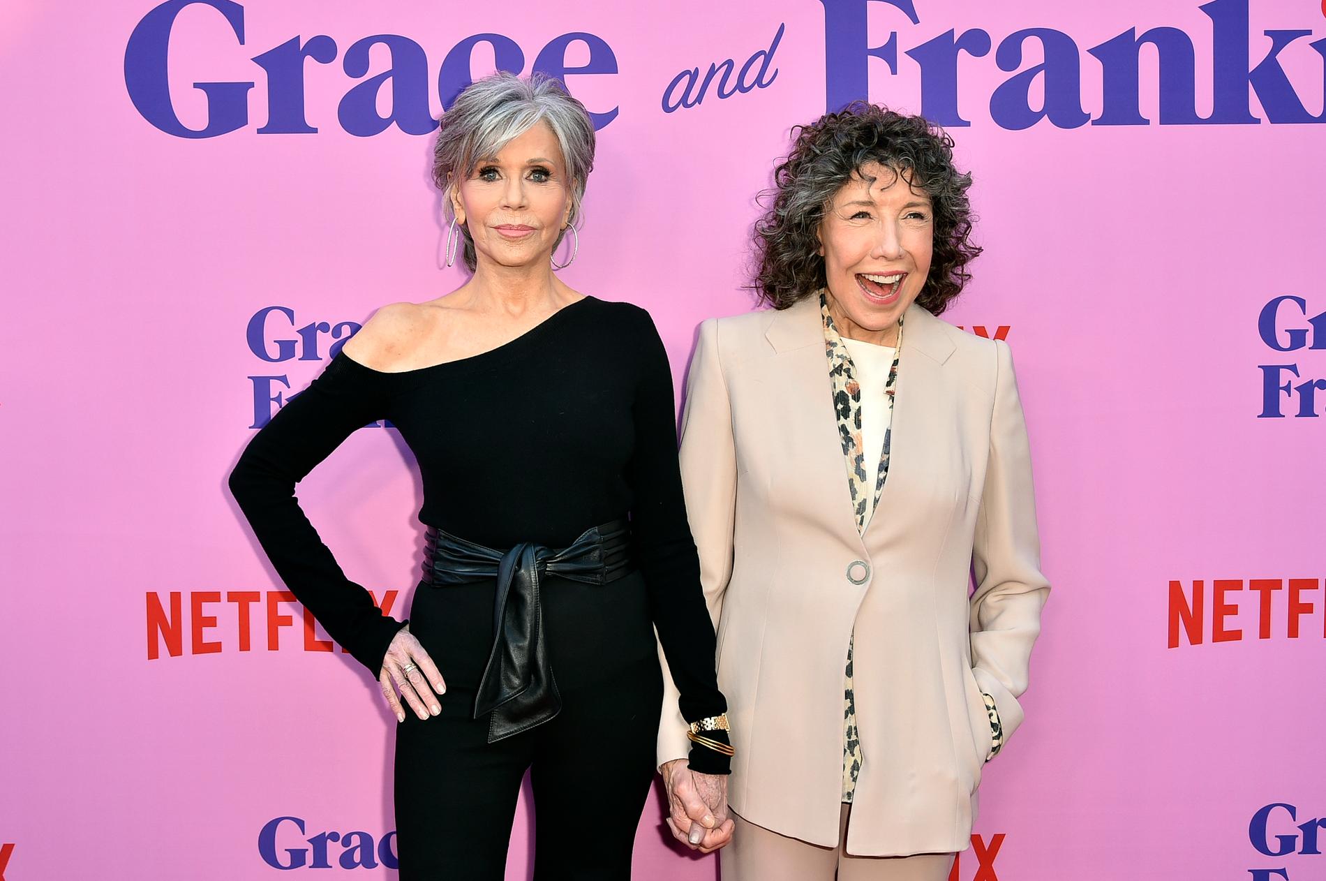  Jane Fonda och Lily Tomlin på premiären av ”Grace and Frankie” i april 2022.