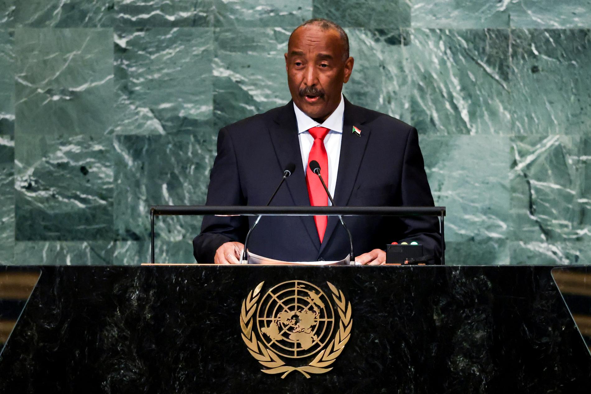 Armégenralen Abdel Fattah al-Burhan på FN-toppmöte hösten 2022.