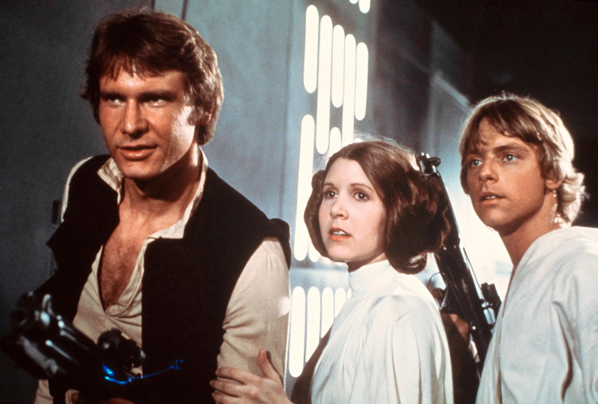 Hjältarna Han Solo, prinsessan Leia och Luke Skywalker.