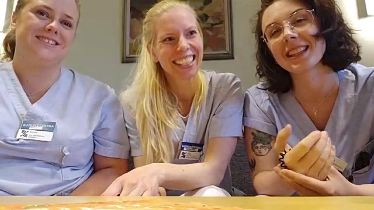 Kollegorna Emma Berggren, Sofia Frank och Anna Berglund på Gävle sjukhus.