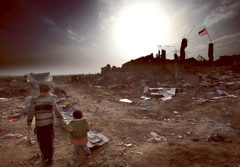 Gaza City i ruiner efter Israels bombningar.