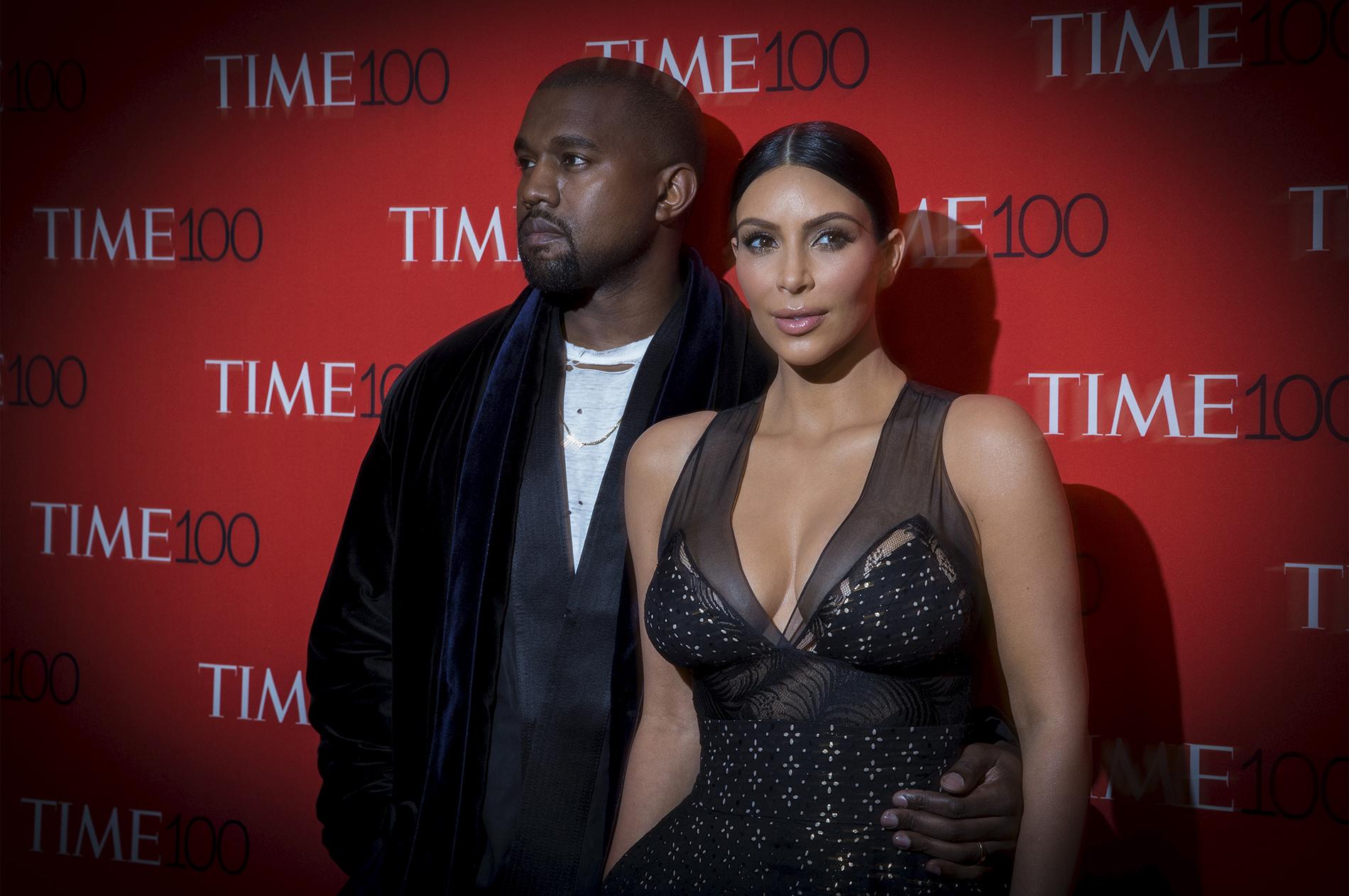 Kanye West och Kim Kardashian på röda mattan tidigare i år.
