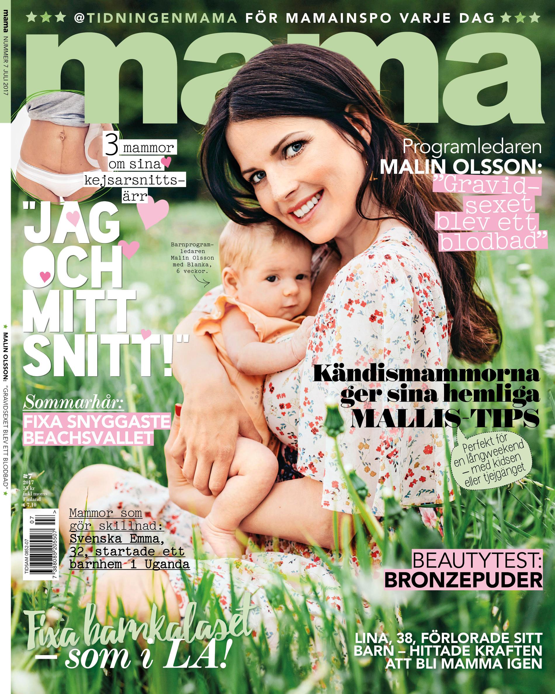Malin Olsson är på omslaget av senaste numret av tidningen Mama.