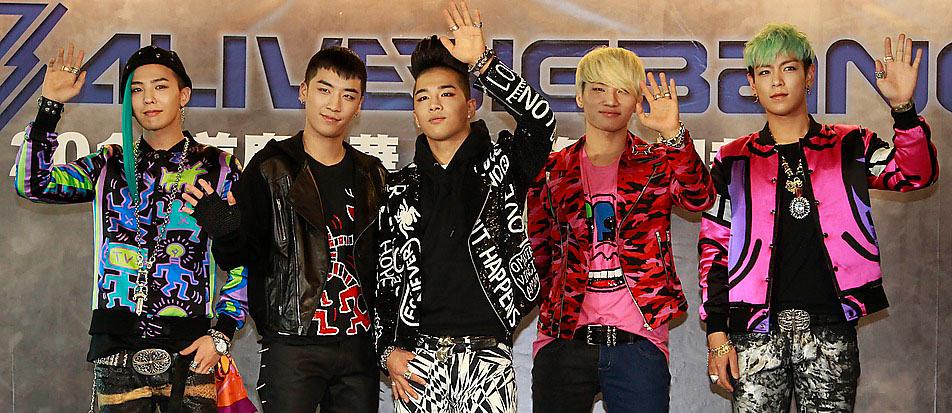Kwon Ji Yong, längst till vänster, med k-popgruppen Big bang.