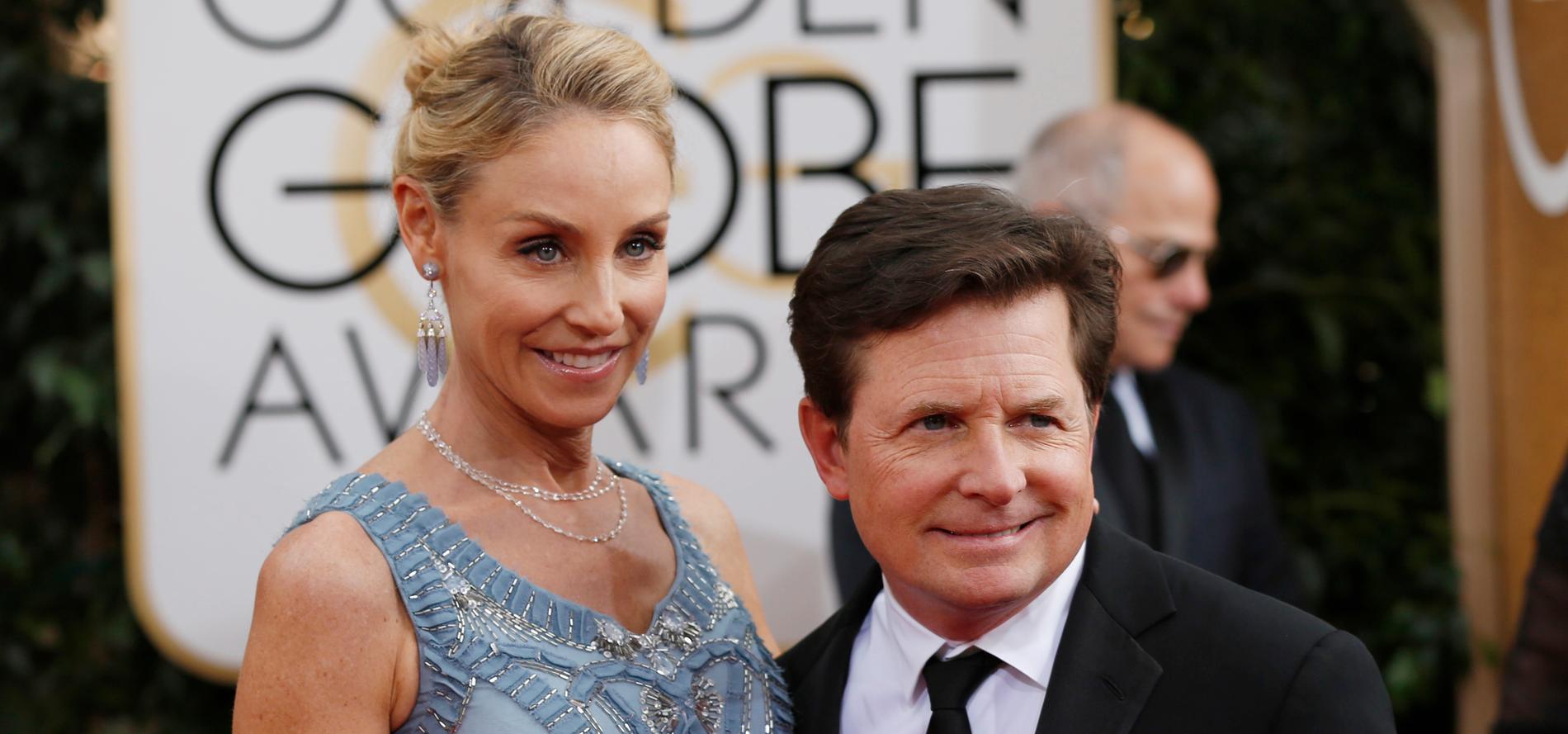 Michael J. Fox tillsammans med sin fru Tracy Pollan på Golden Globe Awards 2014.