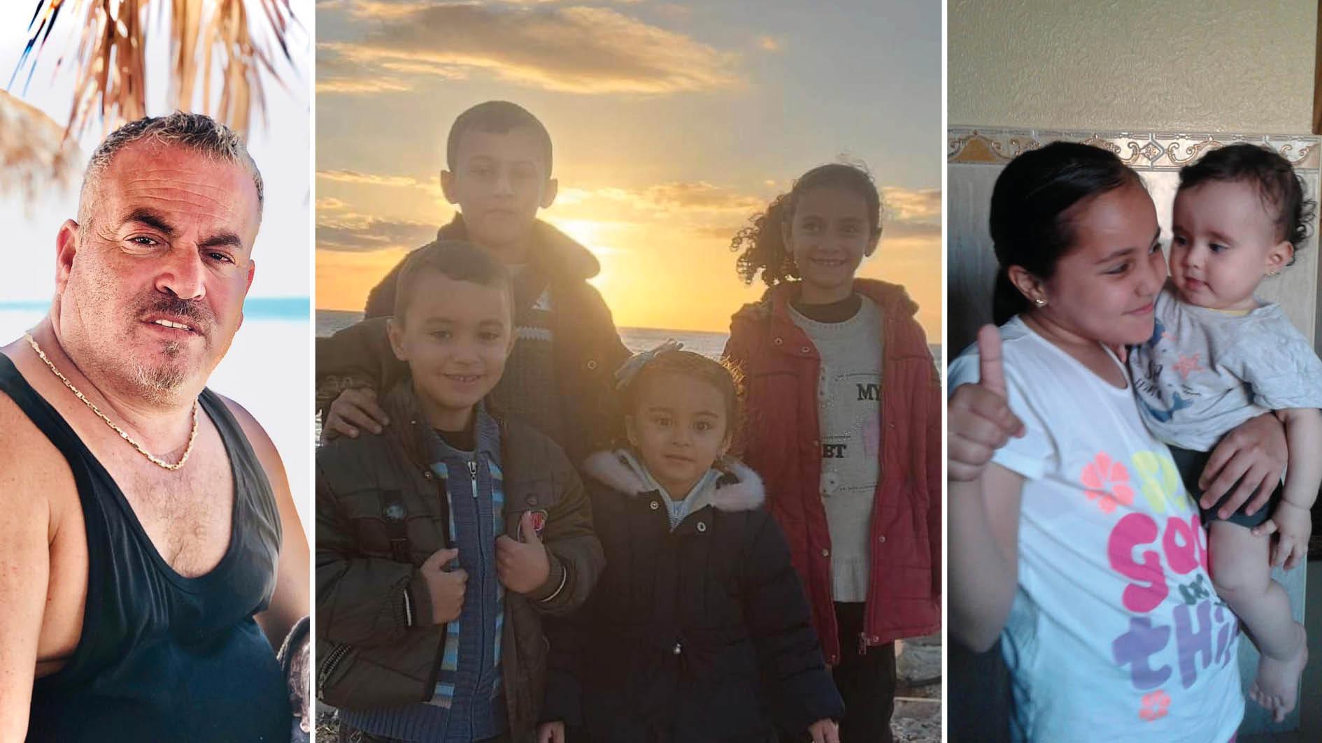 Vi tänker inte sitta stilla och vänta på att våra familjer och vänner hamnar under rasmassorna eller dör av svält eller sjukdomar. UD kan och bör göra mer, skriver anhöriga till svenskar som är fast i krigets Gaza. På bilderna syns några av dem som de anhöriga vill få hem: Rasmy, 55, Jawad, 9, Khadija, 8, Abdollah, 6, och Kafa, 9, med ettåriga Beya.