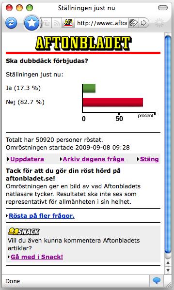 Sedan september har stödet för dubbdäck ökat bland Aftonbladet.se:s läsare.