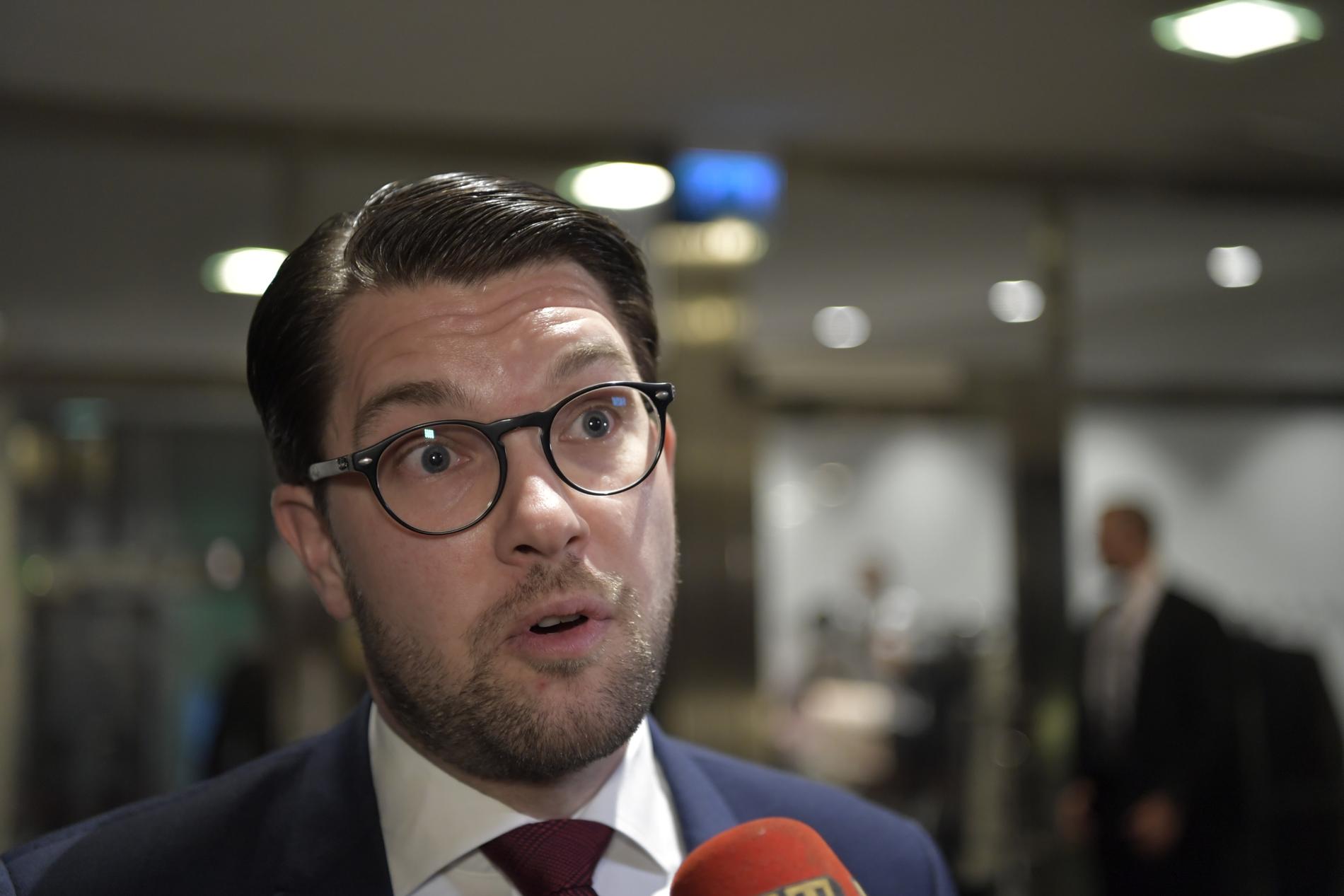 Sverigedemokraternas partiledare Jimmie Åkesson inför kvällens debatt