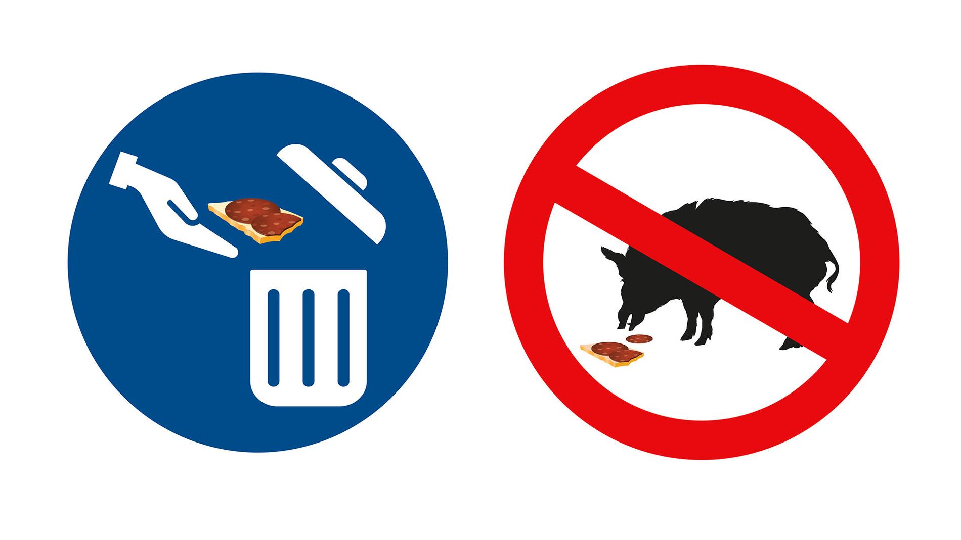 Nya varningsskyltar ska minska risken för att afrikansk svinpest sprids i Sverige. Bild från Jordbruksverket.