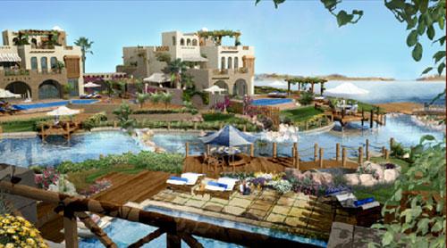Fyra hotell, handgjord lagun med 1,5 kilometer sandstrand ingår i Saraya Aqaba-projektet.