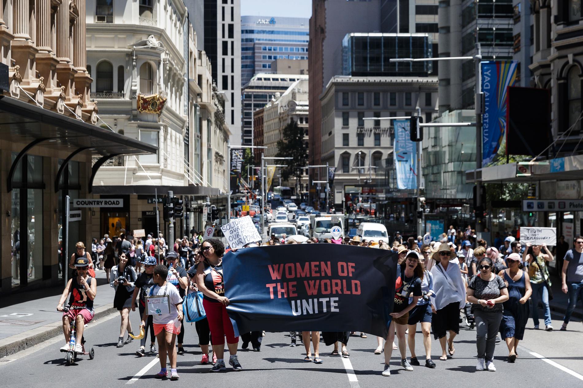 Protester i Sydney i dag.