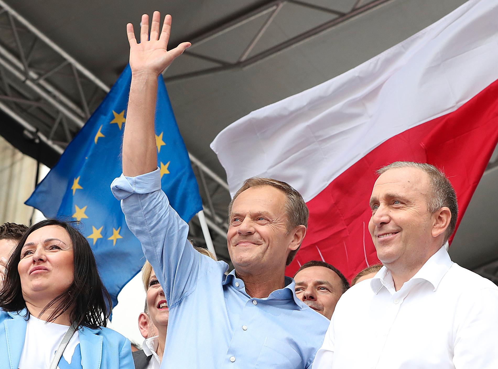 Europeiska rådets permanenta ordförande Donald Tusk, tidigare polsk premiärminister, kampanjar på hemmaplan inför EU-valet.