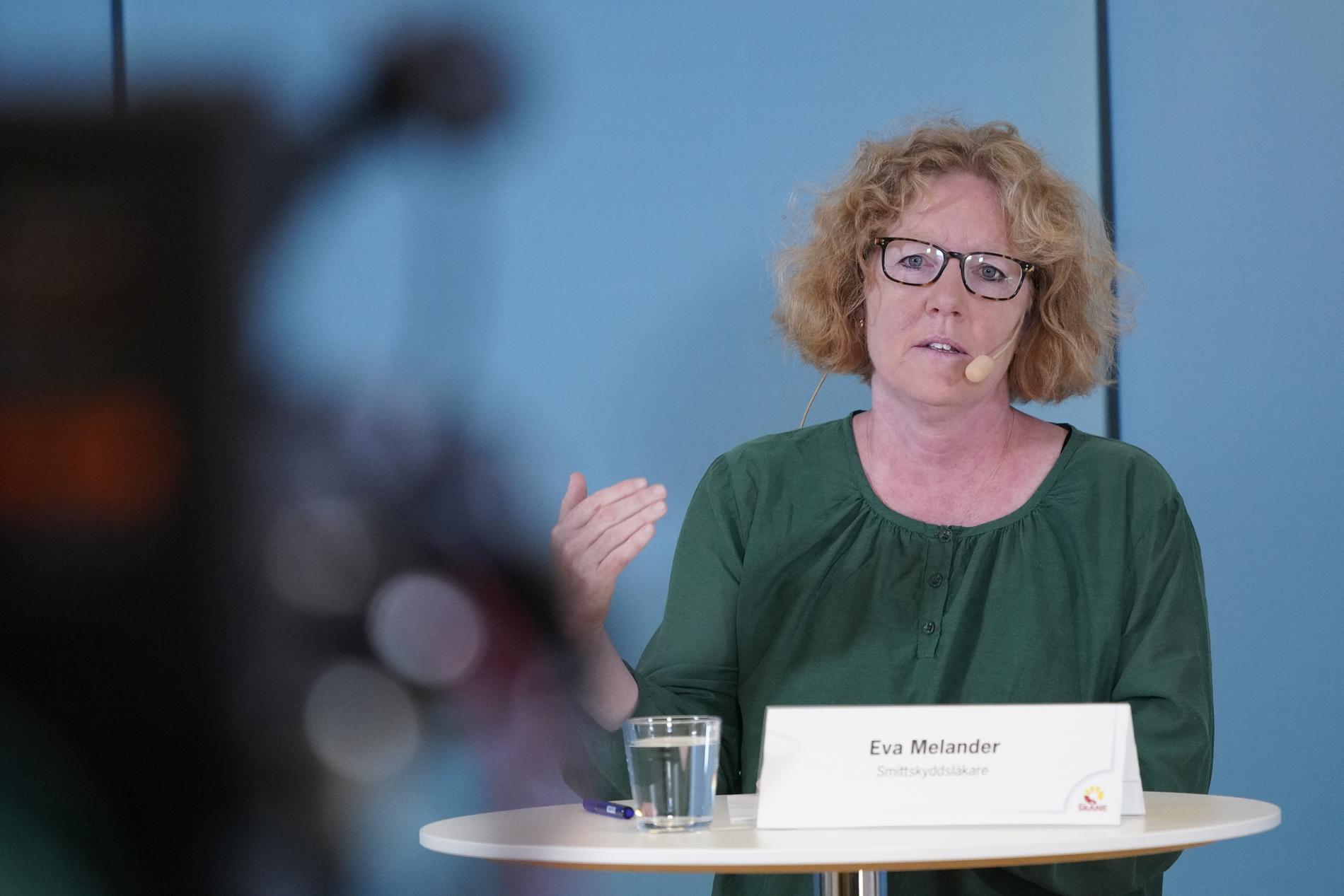 Eva Melander, smittskyddsläkare, under onsdagens presskonferens i Regionhuset i Dockan i Malmö med Region Skåne gällande det aktuella coronapandemiläget.