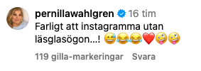 Pernilla Wahlgren kommenterade på mamma Christinas inlägg...