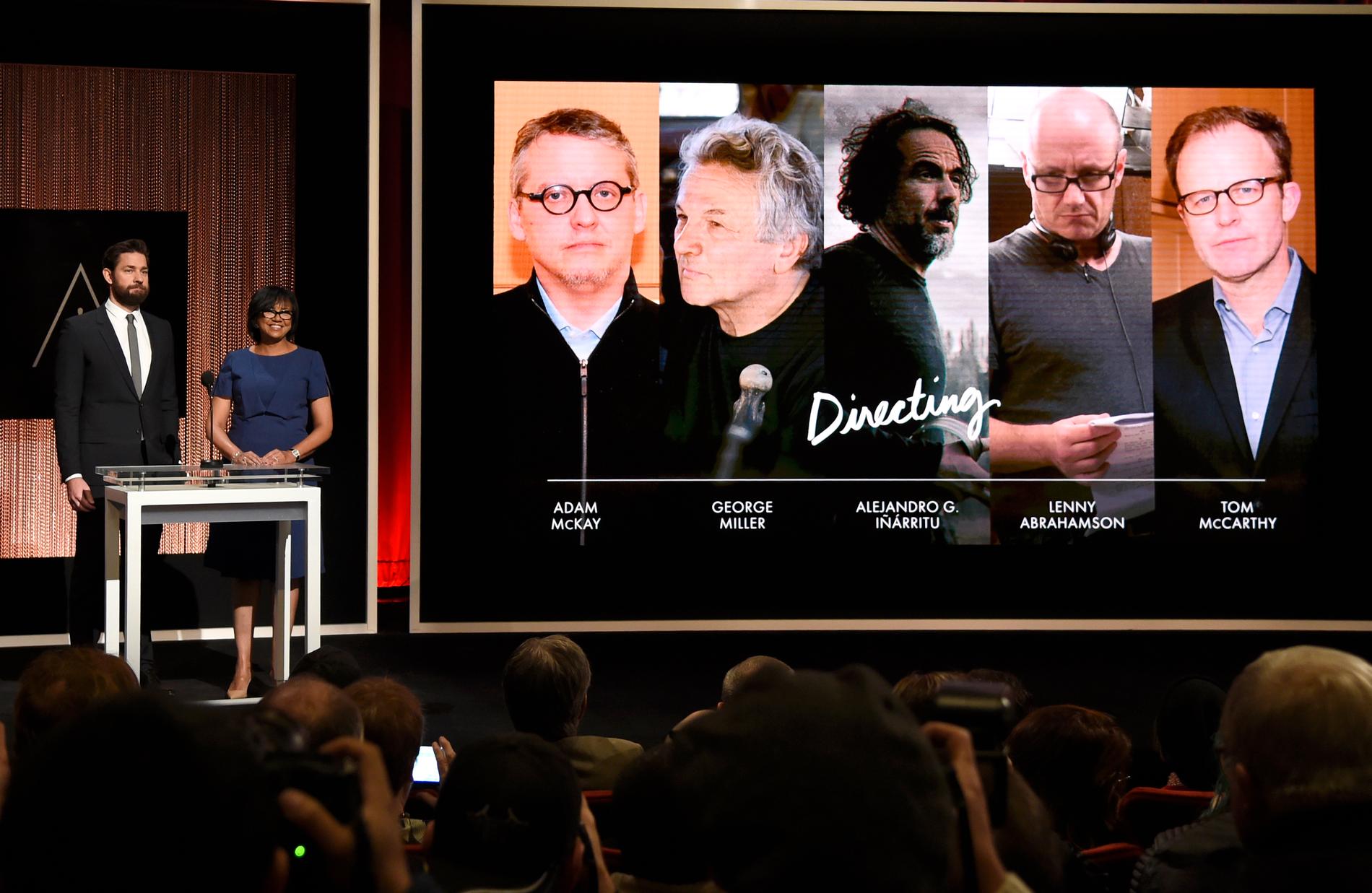 John Krasinski och Cheryl Boone Isaacs presenterar de nominerade för bästa regi till Oscarsgalan