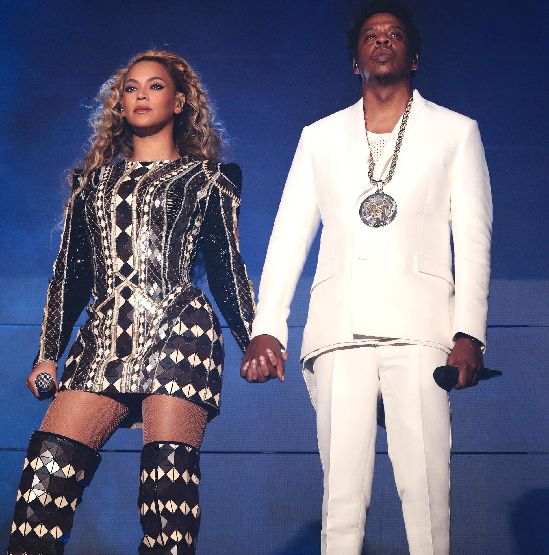Beyoncé och Jay-Z under deras spelning i Stockholm.