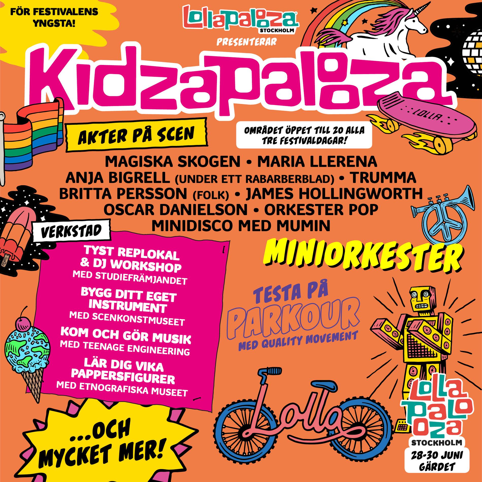 Programmet för Kidzapalooza.