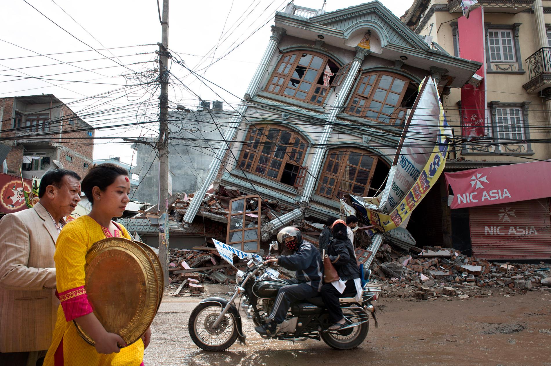 Nepals huvudstad Kathmandu efter jordbävningen.