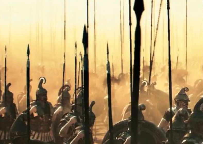 Illustration på slagfält under Romarriskets storhetstid.