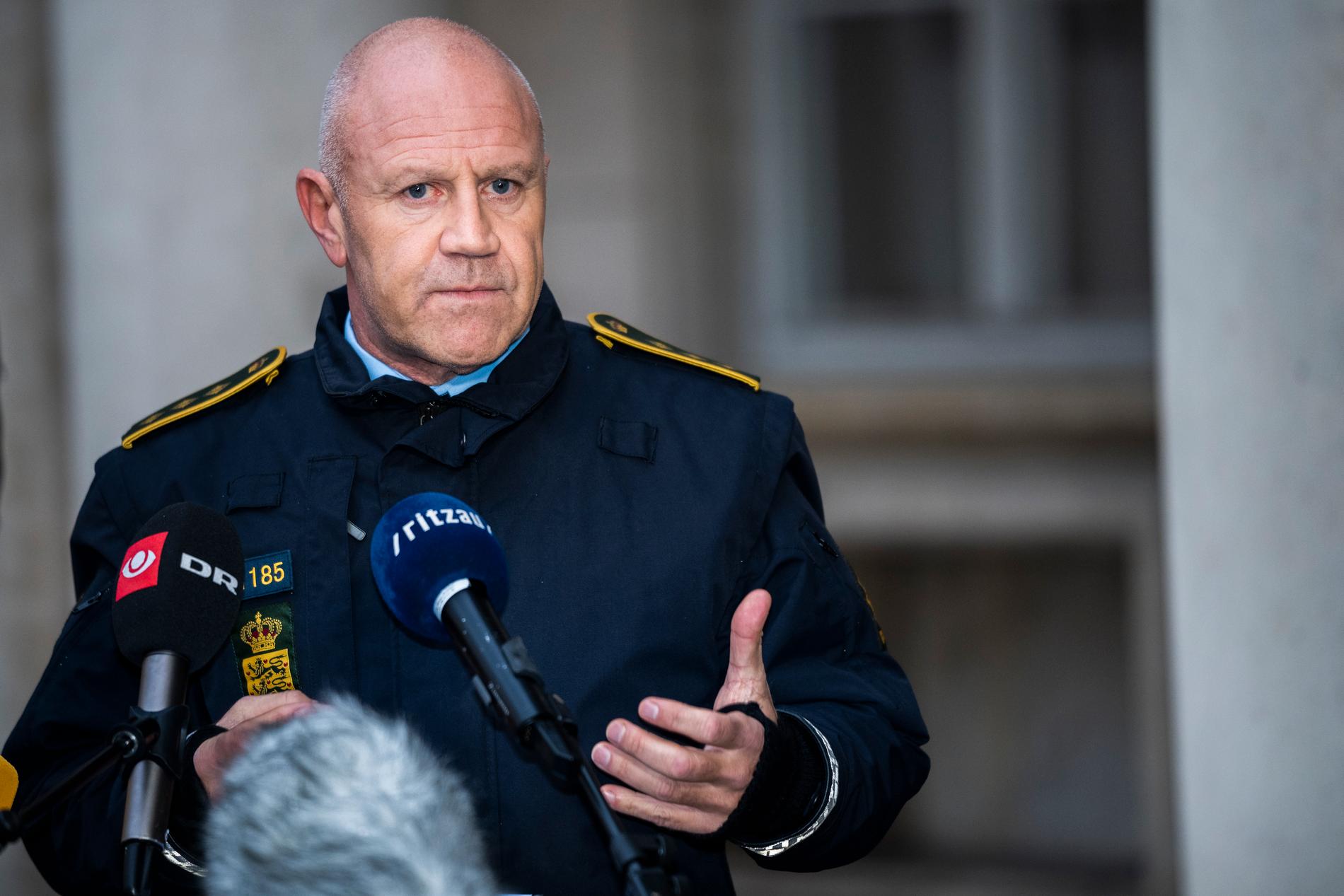 Polisinspektör Torben Svarrer vid en pressträff på Politigården i Köpenhamn.