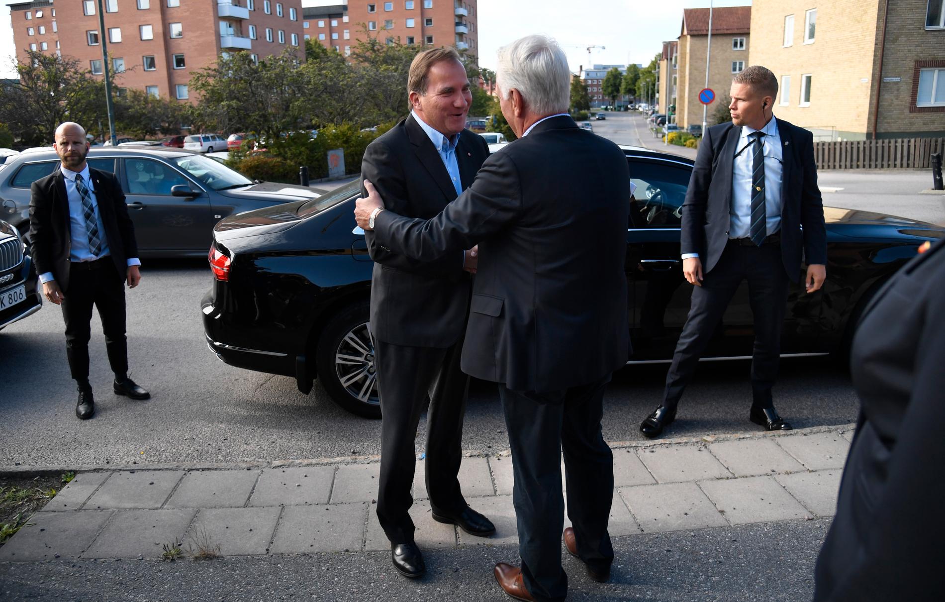 Statsminister Stefan Löfven på besök i Katrineholm på onsdagsmorgonen. 