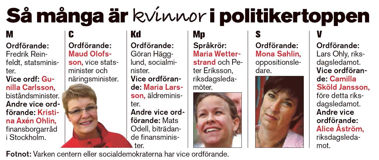 De är kvinnorna i Sveriges politiska toppskikt. (Klicka på bilden för att förstora)