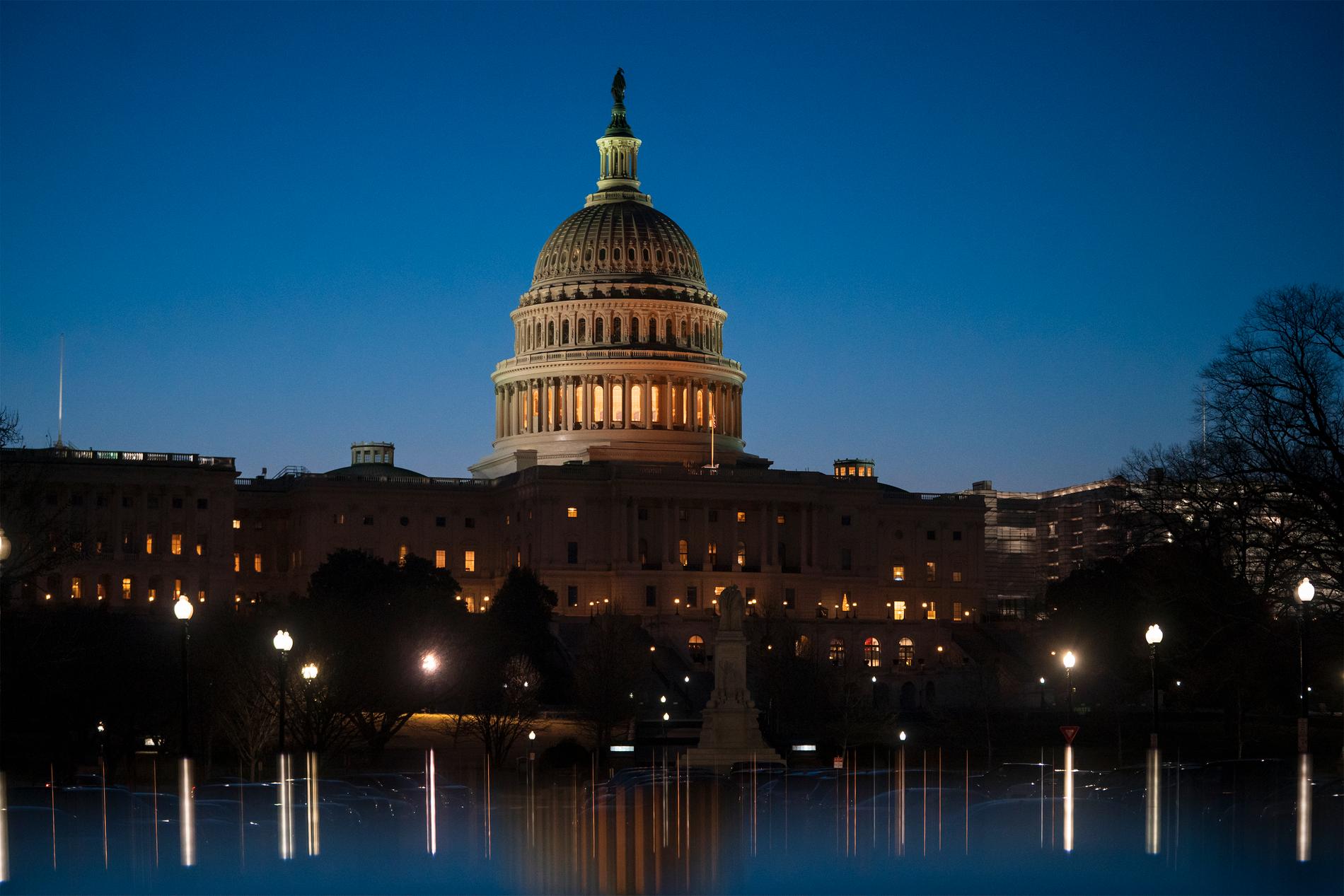 Kongressbyggnaden Capitolium i USA:s huvudstad Washington DC. Arkivbild.