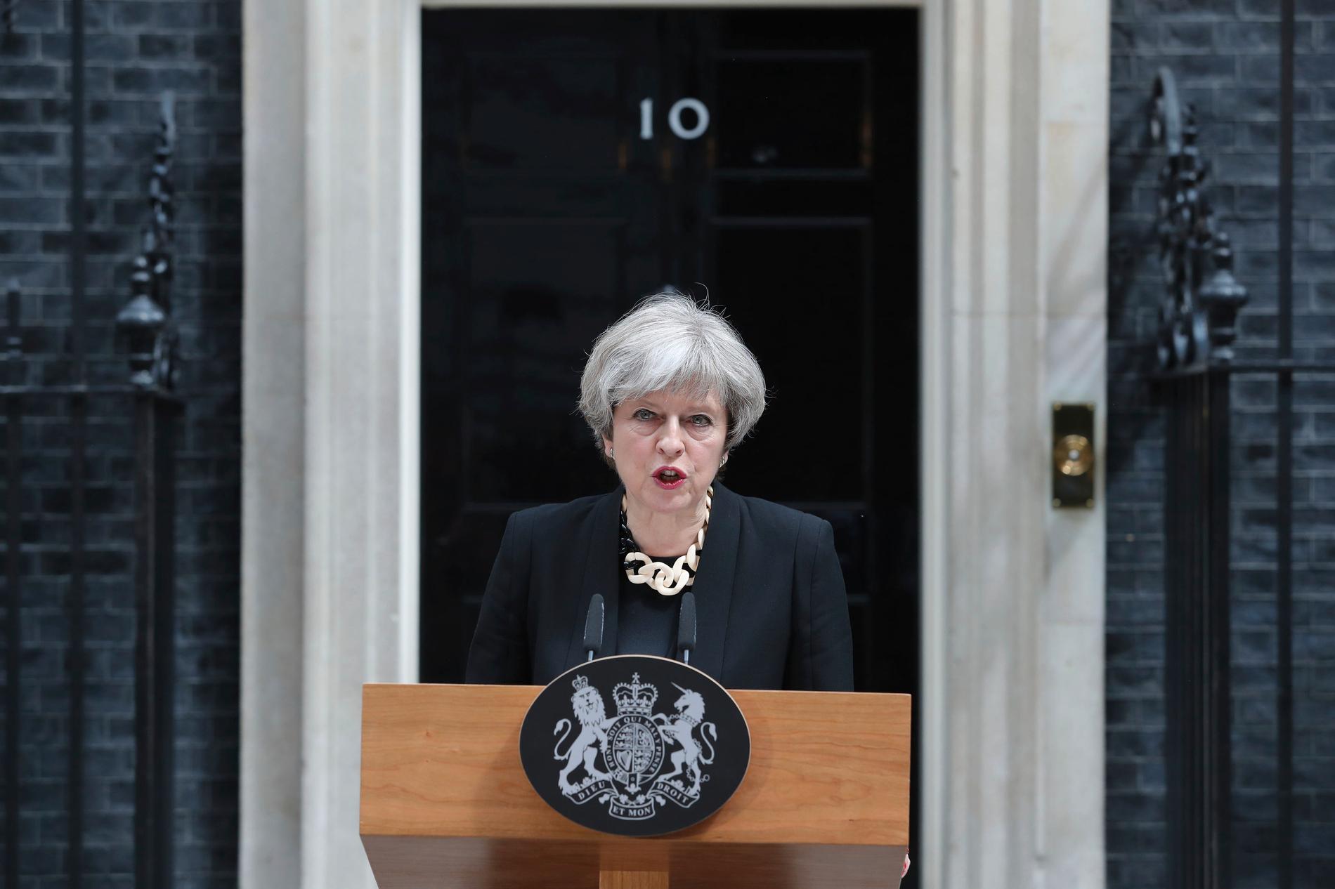 Theresa May höll ett tal på söndagsförmiddagen.