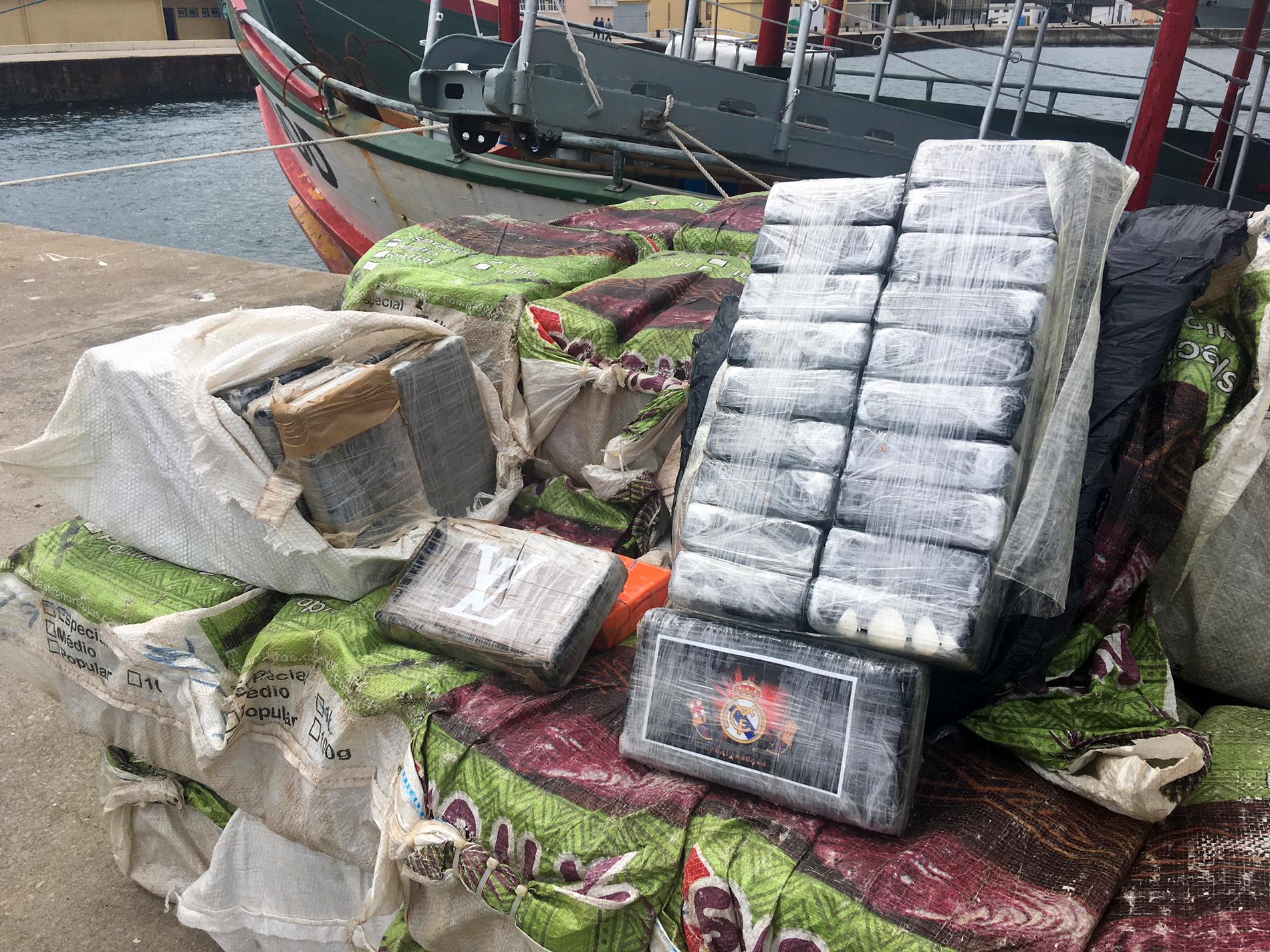 Kokain som beslagtagits på en brasiliansk båt i Portugal. Arkivbild.
