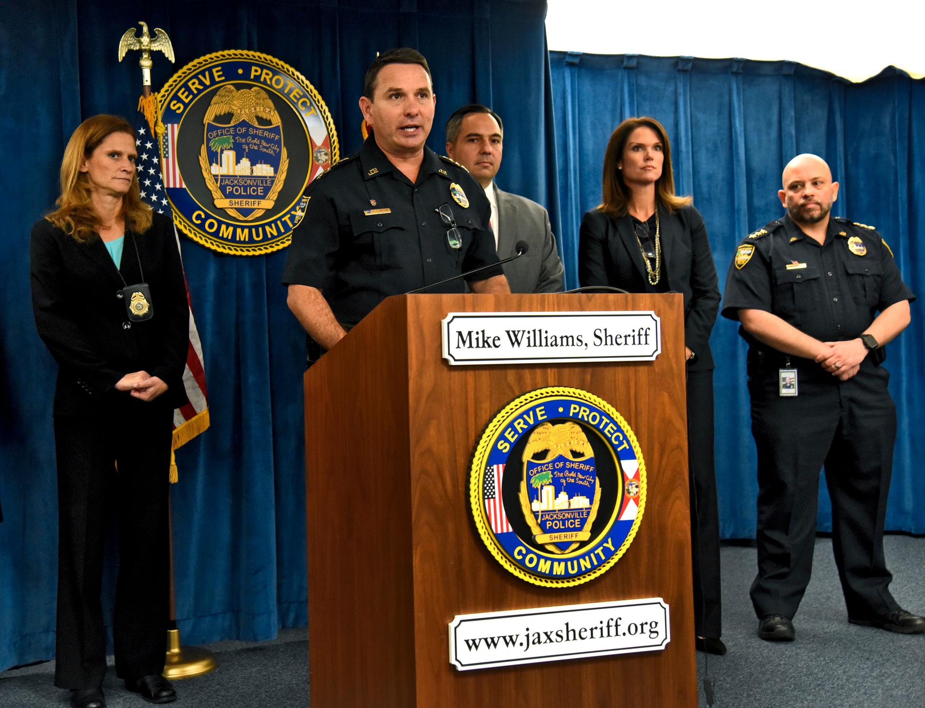 Jacksonvilles Sheriff Mike Williams på dagens presskonferens.