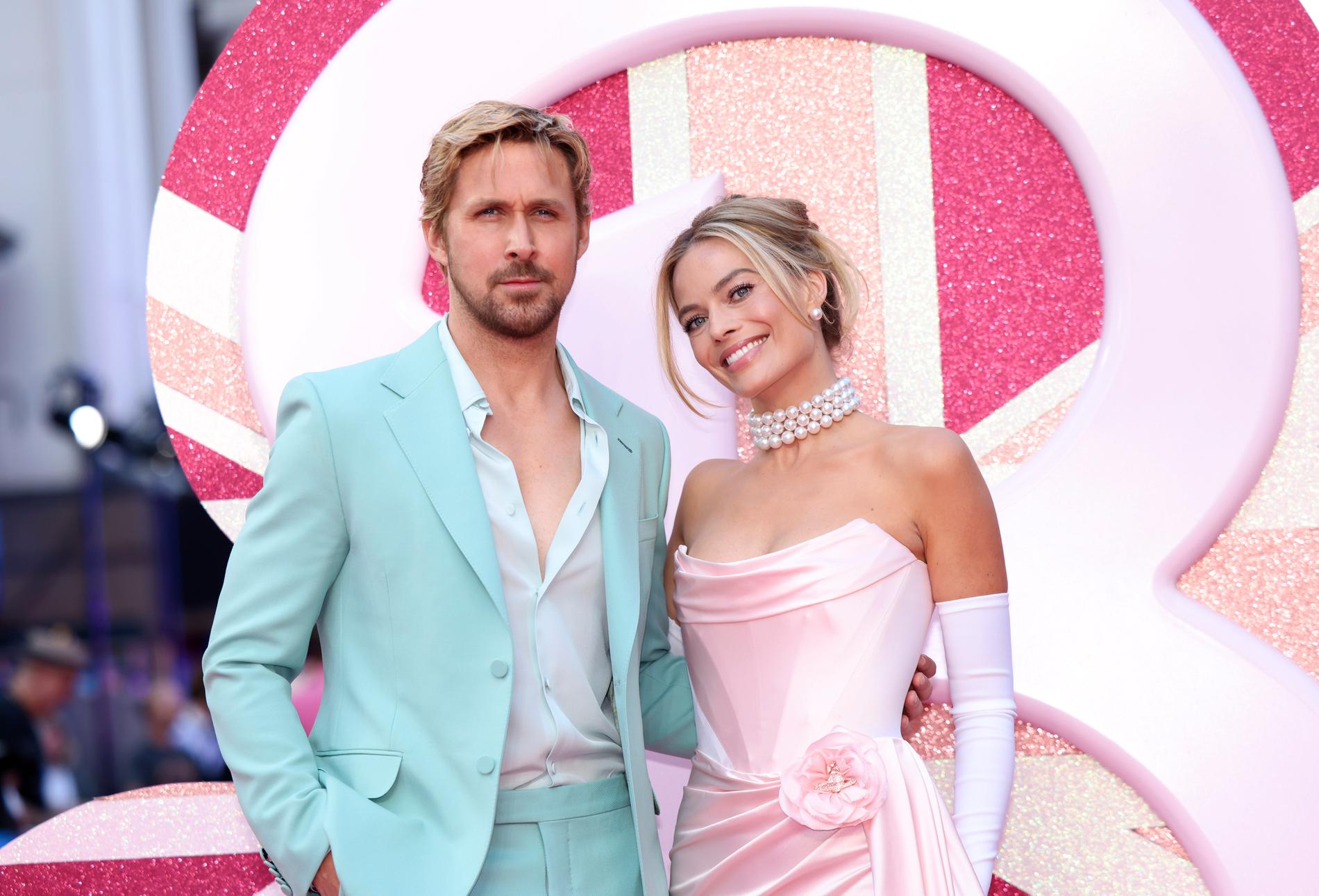 Ryan Gosling och Margot Robbie på ”Barbie”-premiären. 