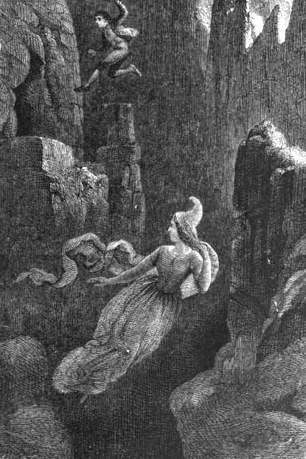 Älva i en illustration till den isländska legenden "Hildur, älvornas drottning”