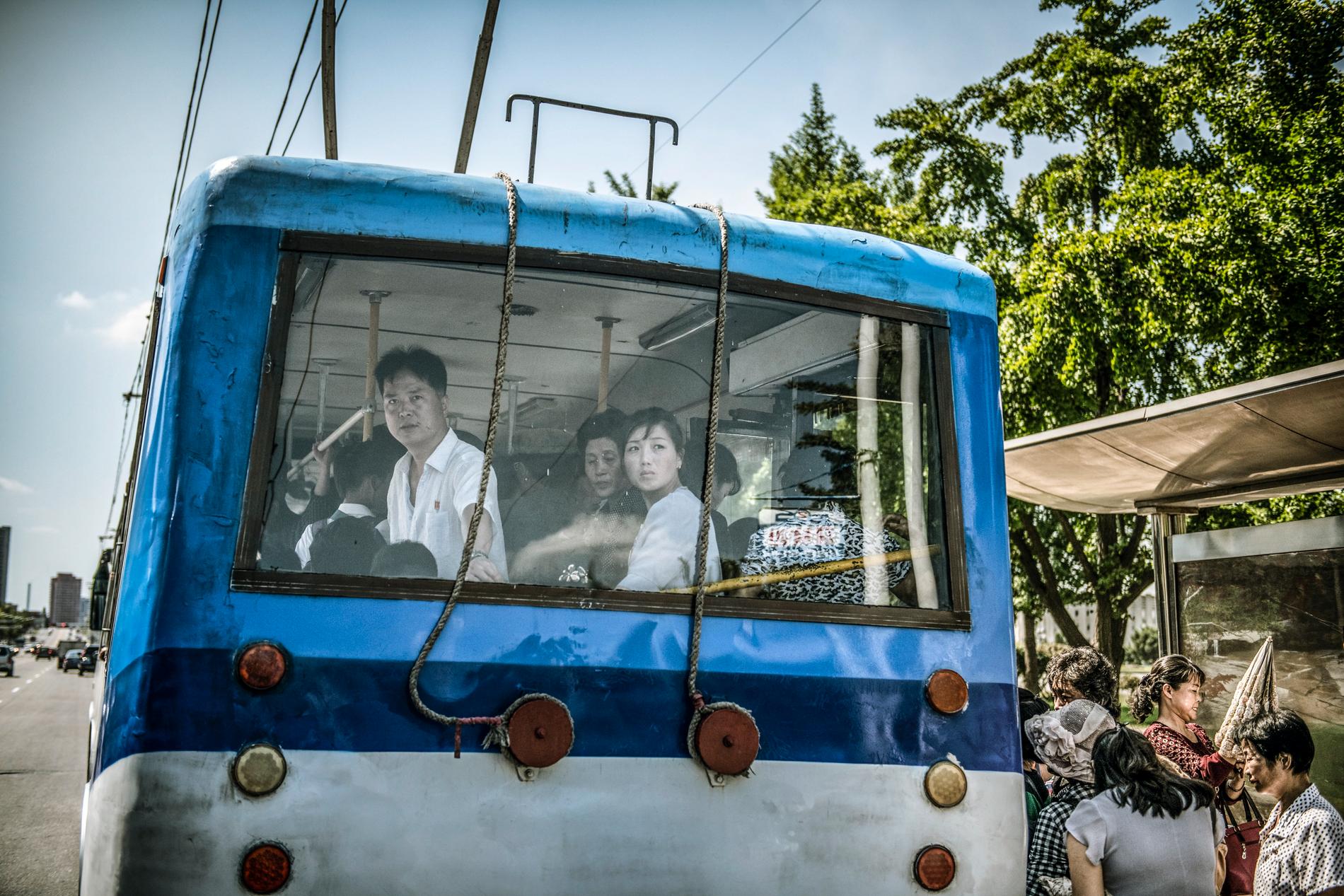 Buss i Nordkorea. 