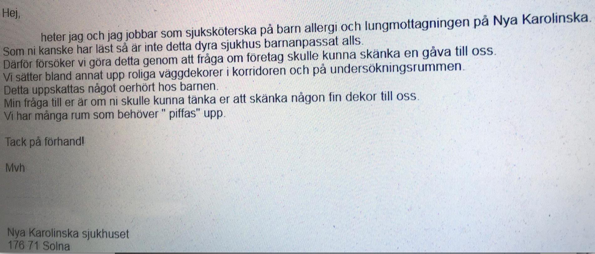 Personalens brev till företagare i Stockholm. 