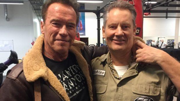 Arnold Schwarzenegger tillsammans med Björne Hebelius.
