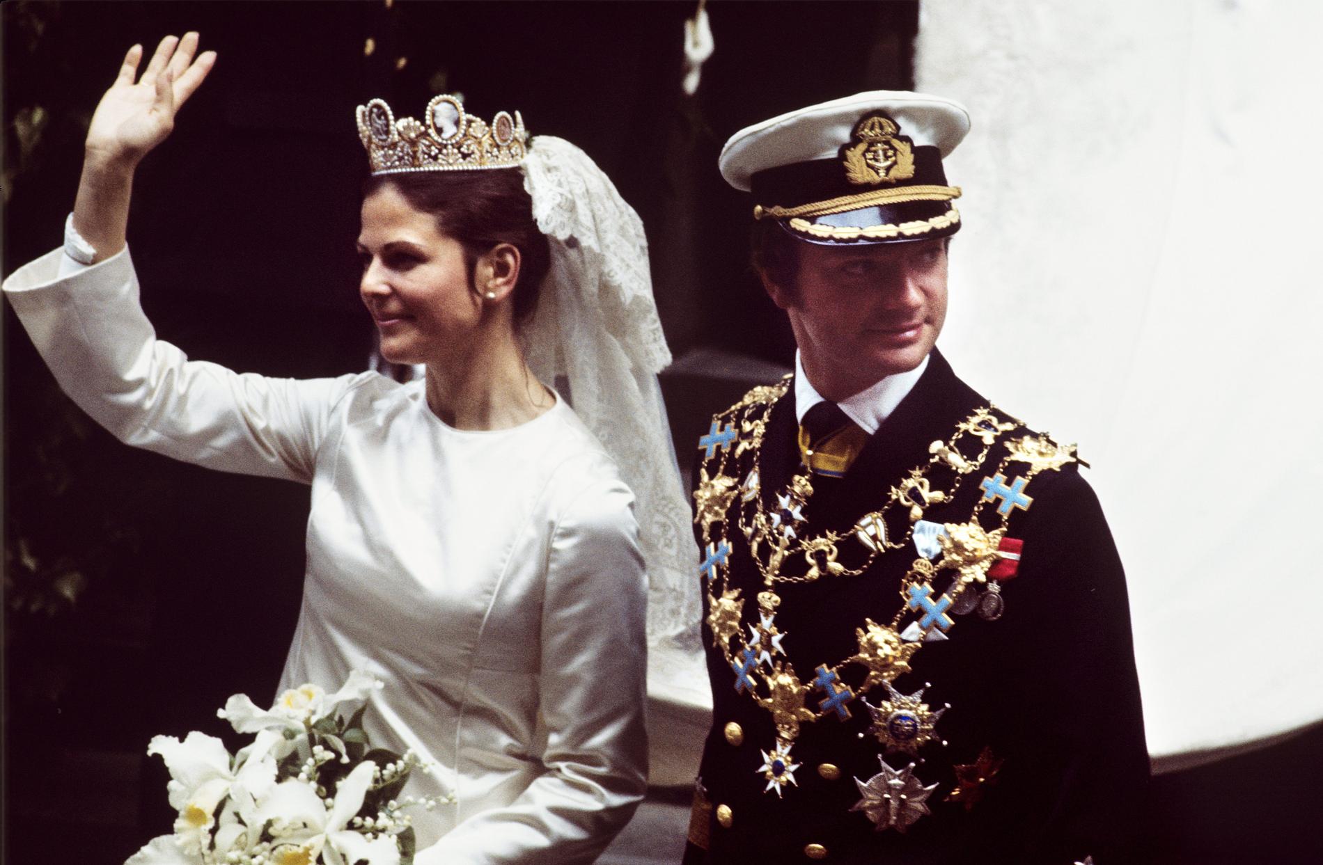 Kung Carl XVI Gustaf och drottning Silvia 1976.