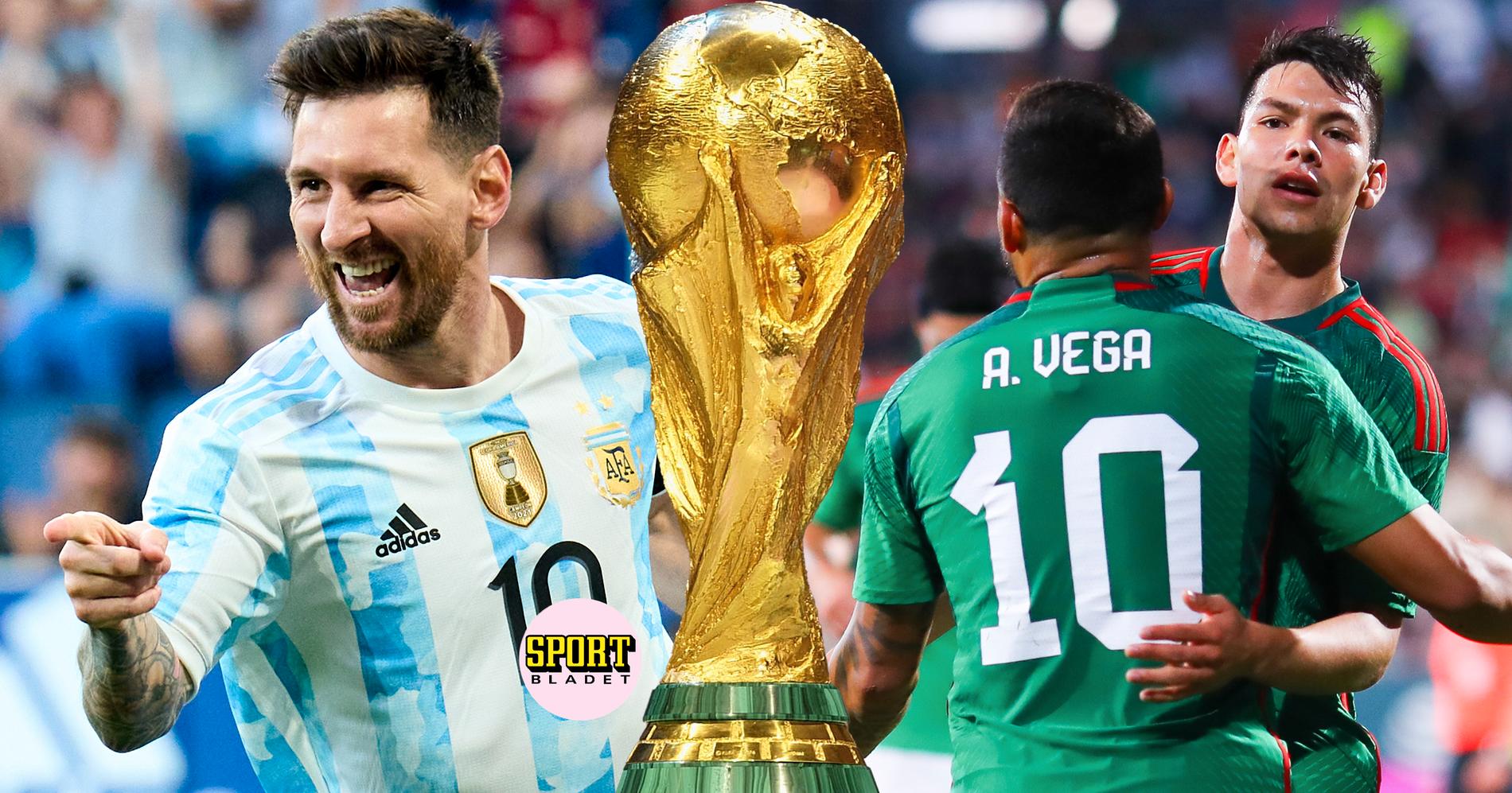 Argentina möter Mexiko i fotbolls-VM 2022. 