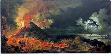 Efter Pierre-Jacques Volaire (1729-1792), Vesuvius utbrott, 1771. Matts Leiderstam målade den år 2000.