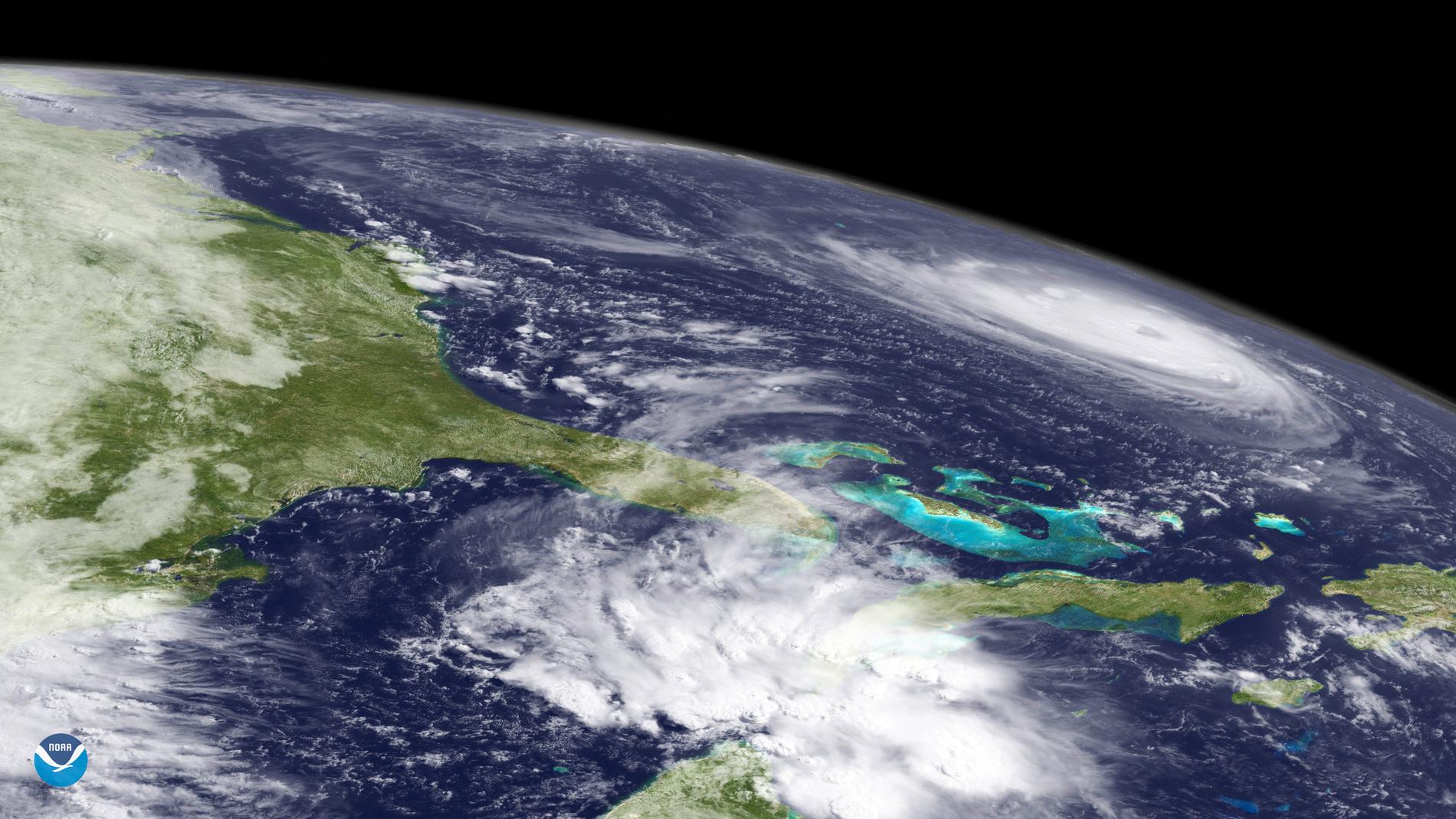 En satellitbild visar "Florences" orkanvirvel i Atlanten.