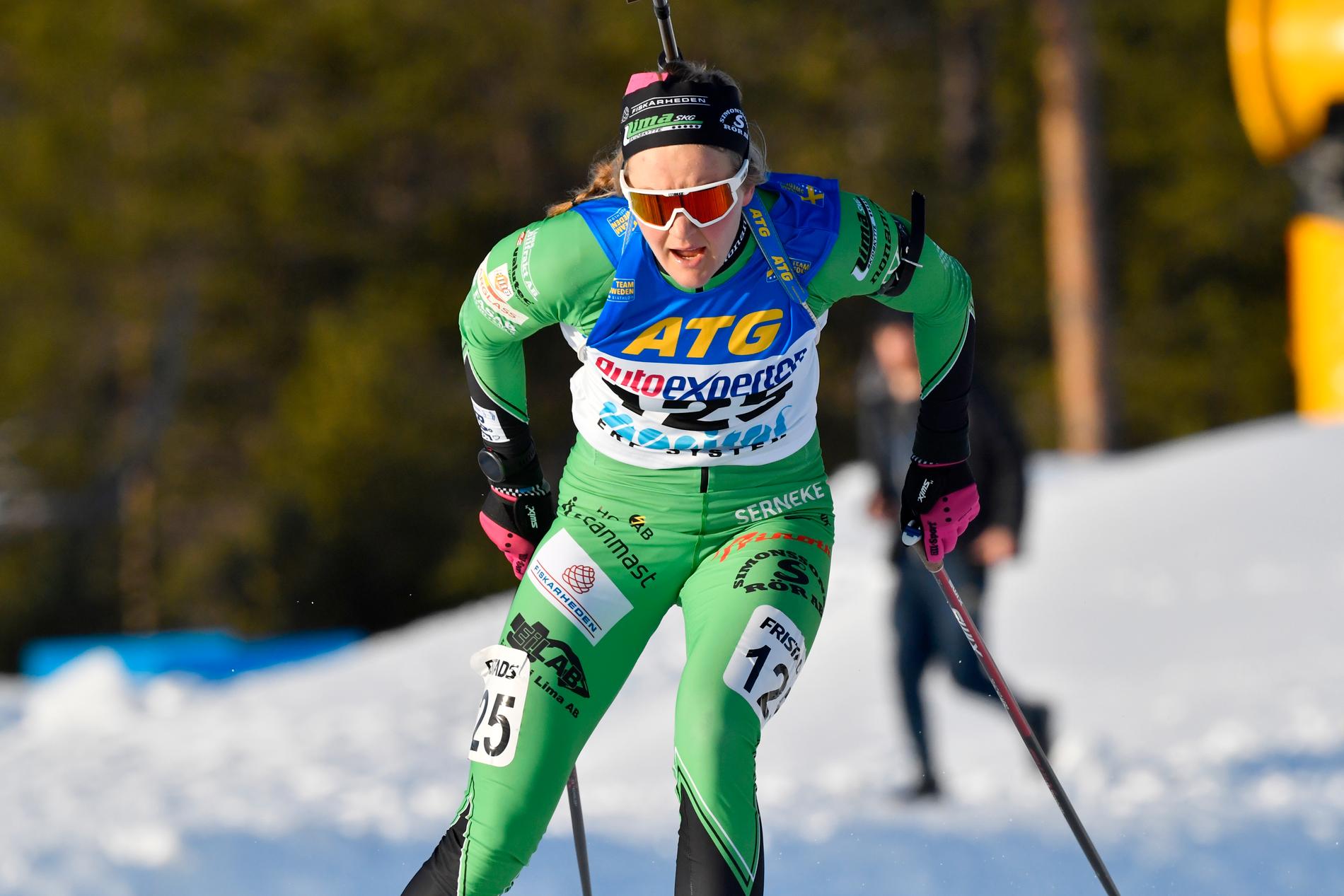 Stina Nilsson vid Sverigepremiären i kortdistans på Idre Fjäll. Nu är hon uttagen till världscupen.