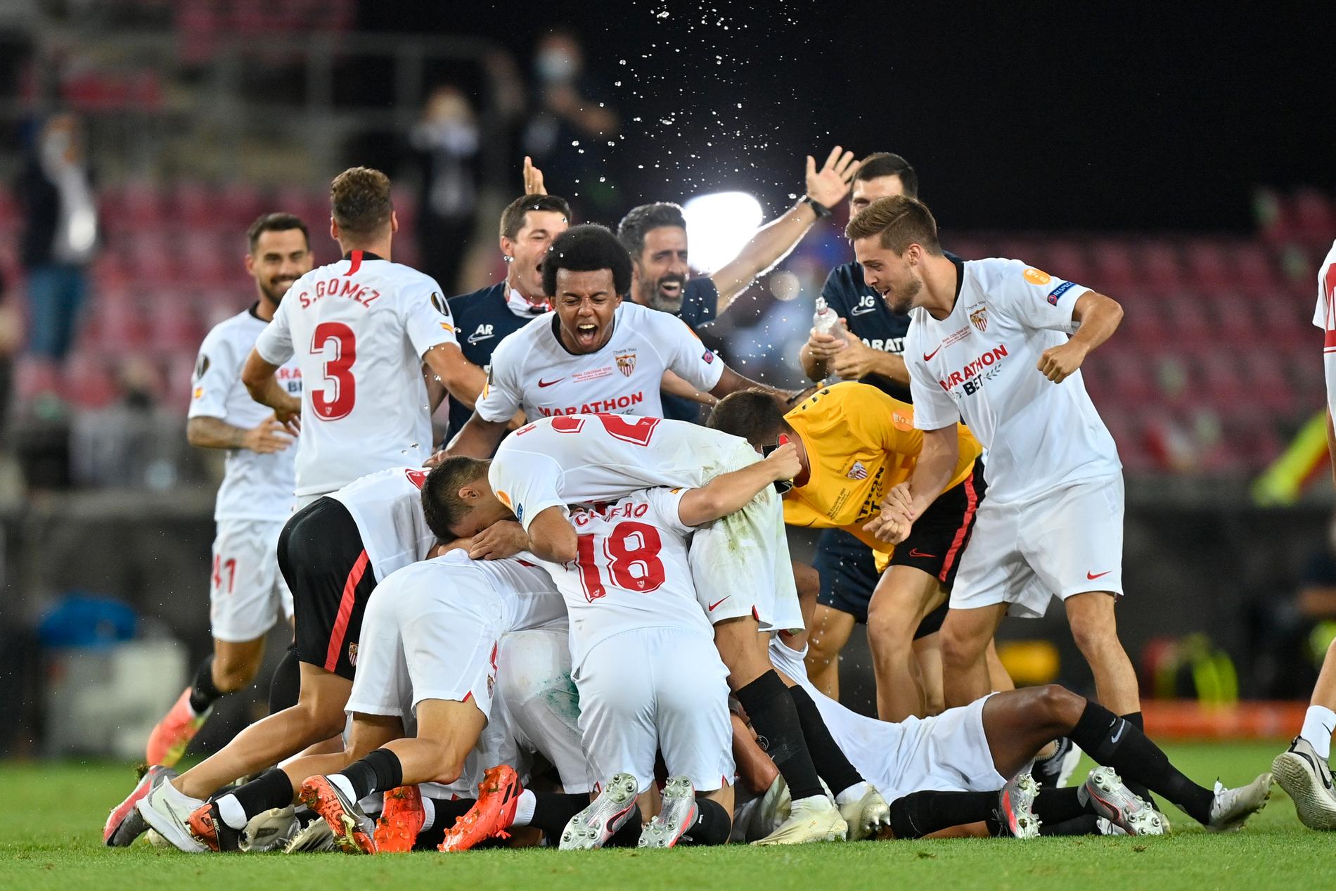 Sevilla vann Europa League inför tomma läktare 2020. Arkivbild.