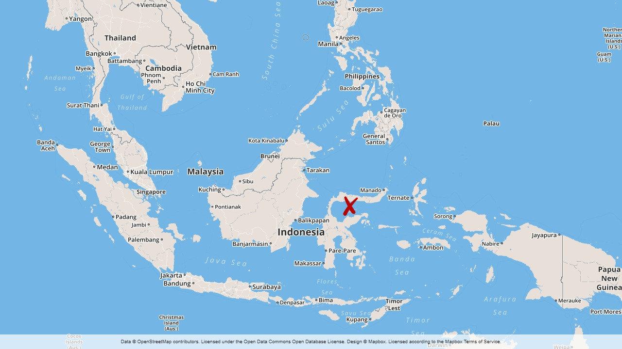 Ett större jordskalv har registrerats nära indonesiska Sulawesi.