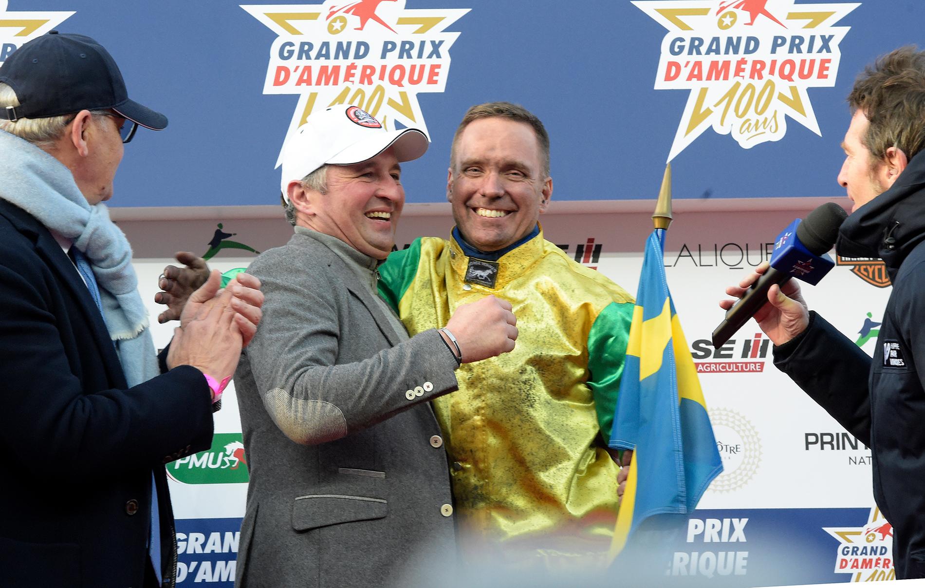 Sébastien Guarato och Björn Goop efter segern i Prix d’Amérique.